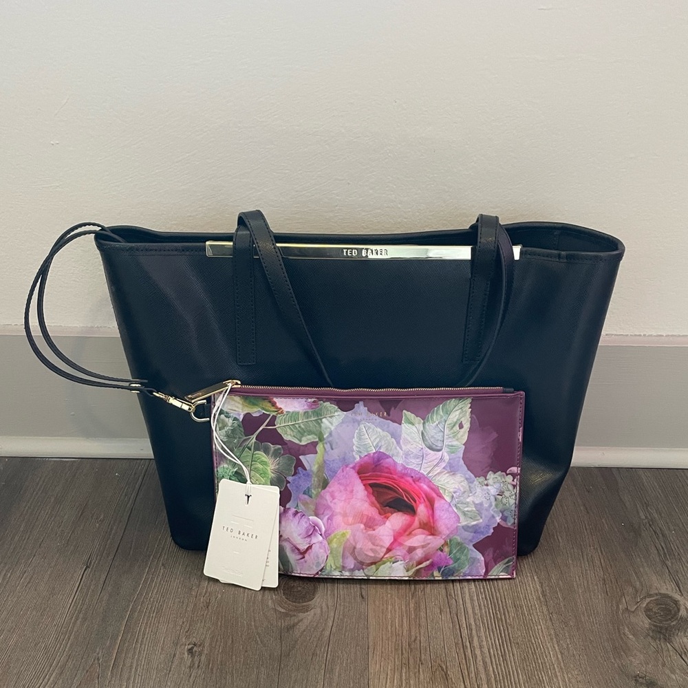 Ted Baker London Black Leather Tote Bag New with Tags